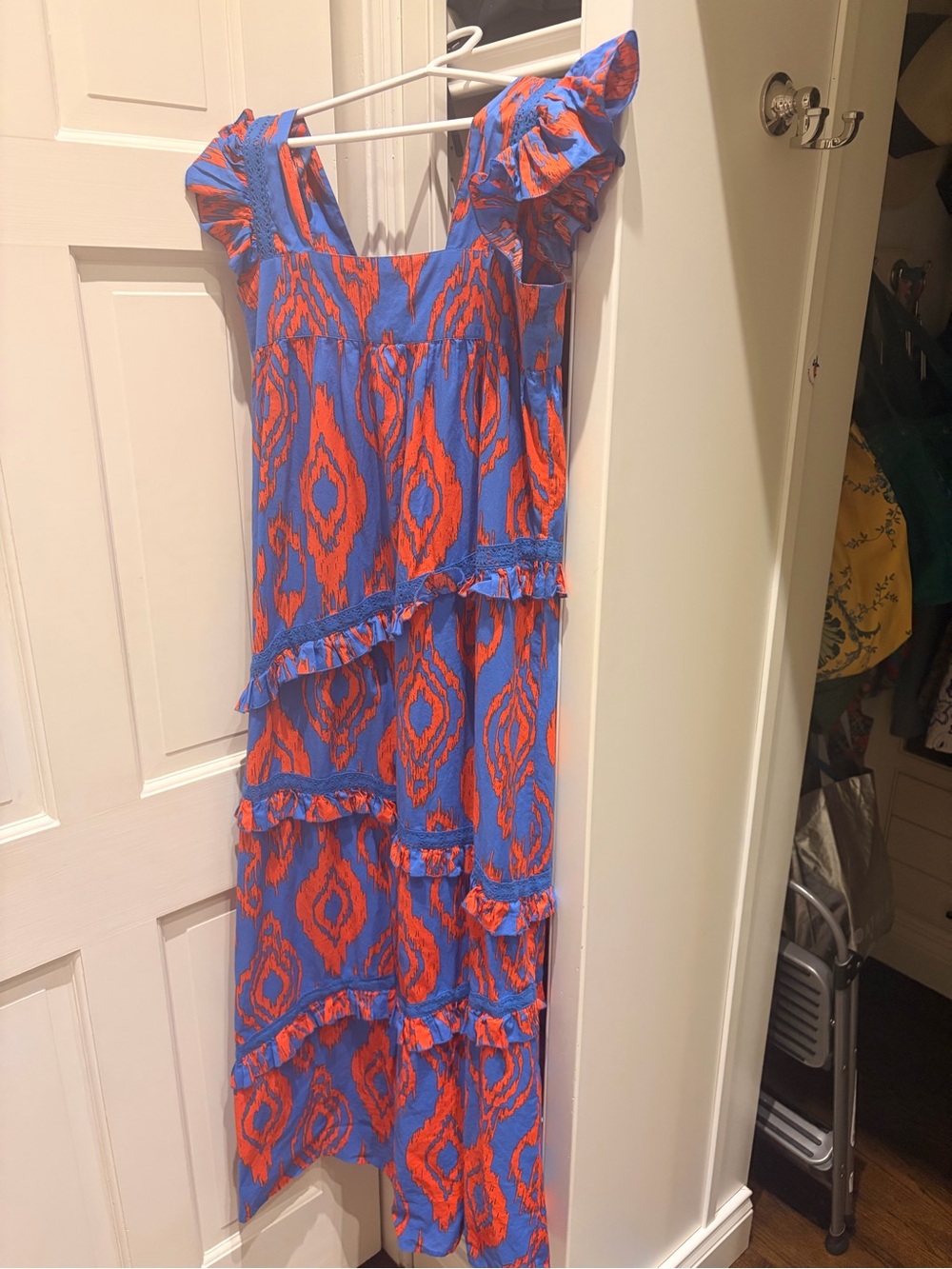 Sunshine Tienda Blue & Red Ruffle Midi Dress